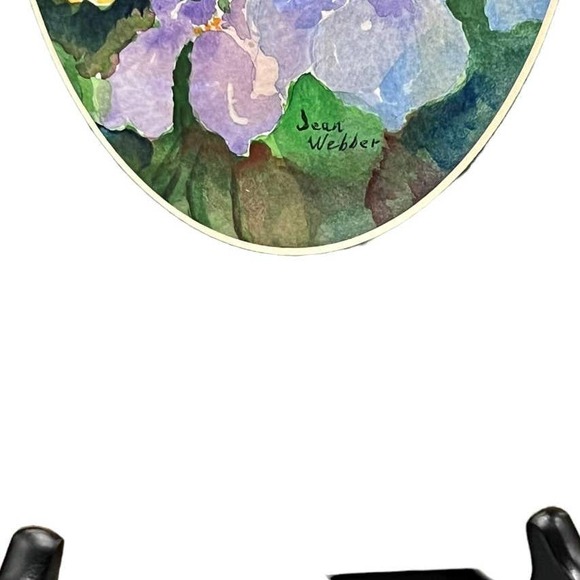 Jean Webber Framed Signed Watercolor Purple & Orange Irises - Picture 2 of 2